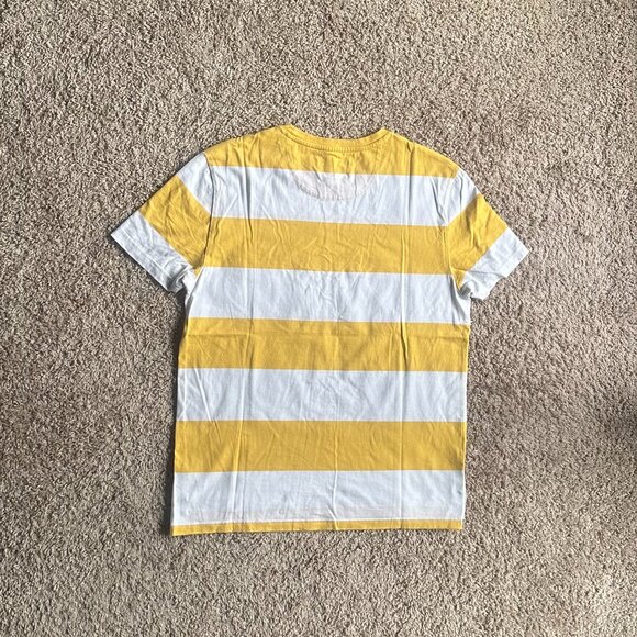 New SELECTED Yellow & White Striped Cotton T-Shirt - Size L (Unisex) - Picture 4 of 6